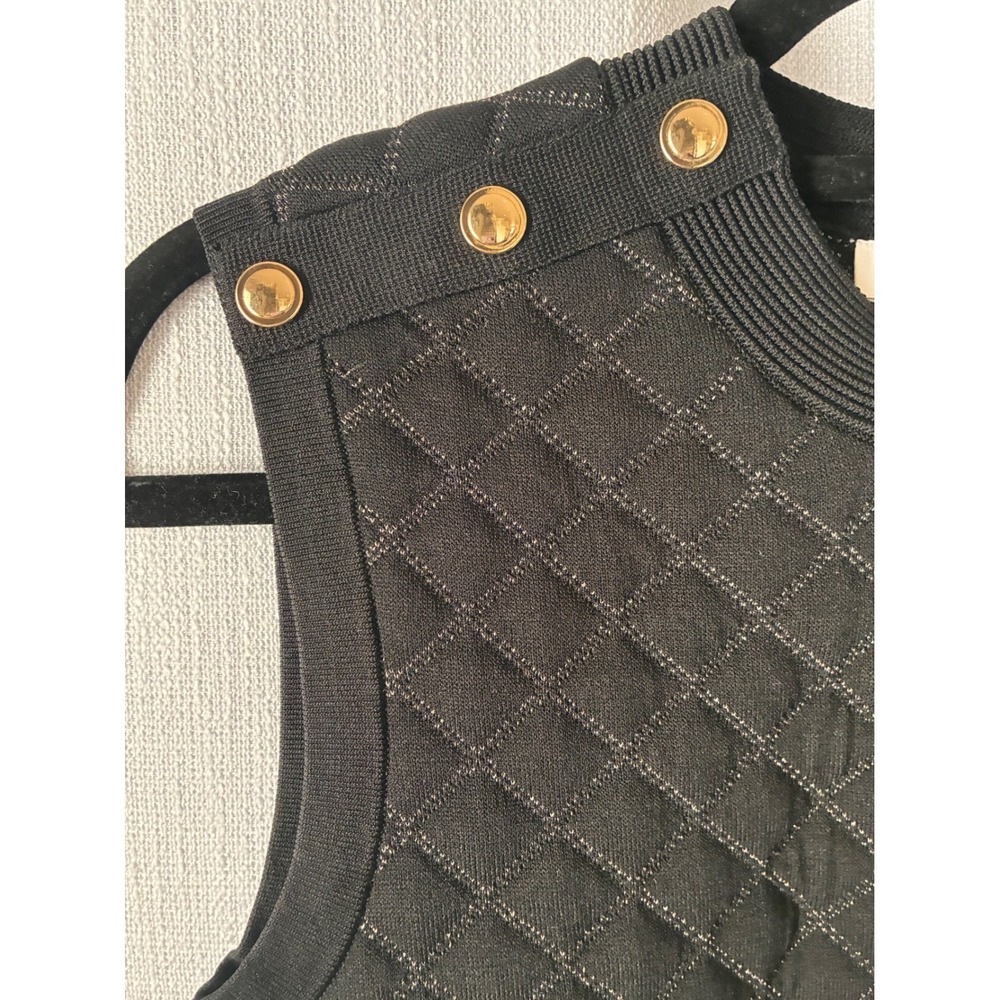 Sandro Many Quilted Lurex Knit Dress in Black NWT size 36 - Picture 3 of 10